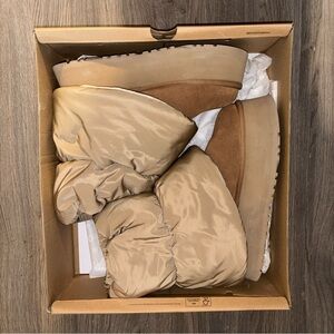 UGG Beige Tan Puffer Wedge Boots